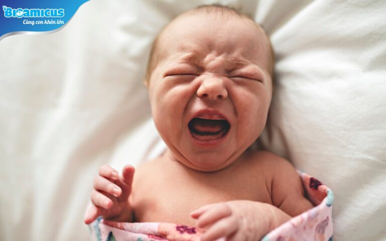 trẻ sơ sinh đang ngủ tự nhiên khóc thét lên 