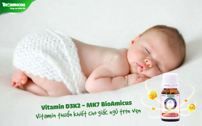 BioAmicus Vitamin D3K2 tinh khiết cho bé ngủ ngon