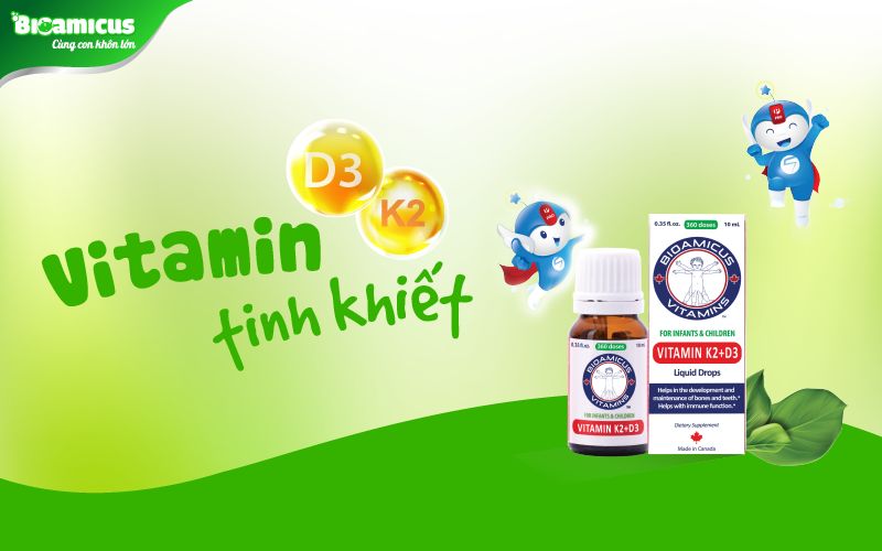 BioAmicus Vitamin D3K2 tinh khiết cho con ngủ ngon